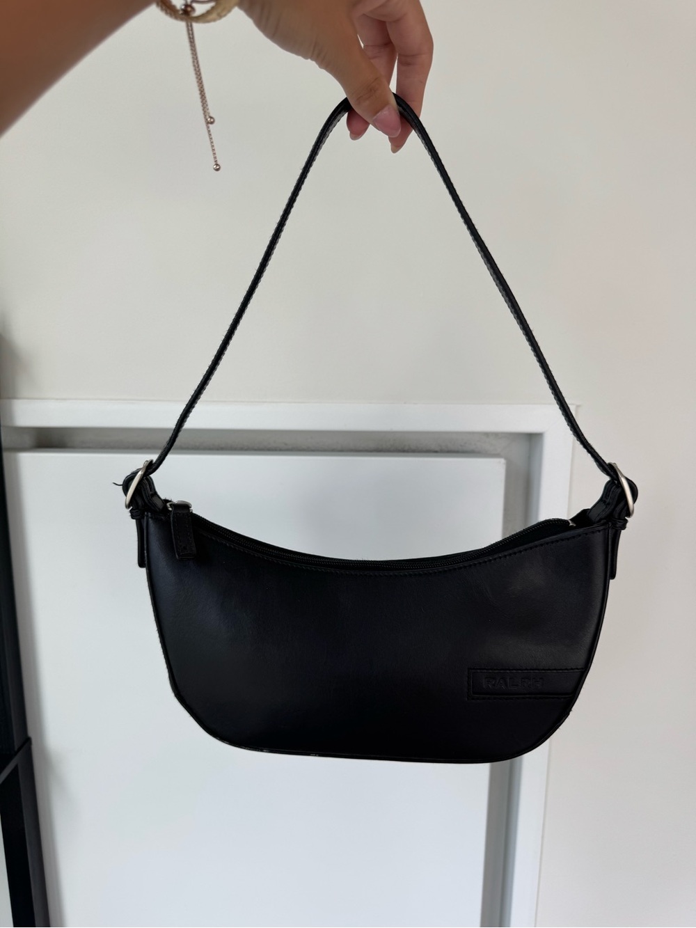 90’s Vintage Ralph Lauren Black Leather Shoulder Bag